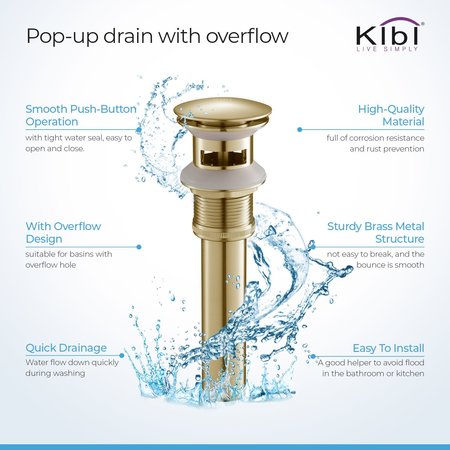 Kibi Cubic Single Handle Bathroom Vanity Sink Faucet with Pop Up Drain C-KBF1002BG-KPW100BG